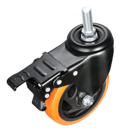 VEVOR set van 4 transportwielen 101,6 mm zwaarlastwielen met rem, draagvermogen tot 200 kg, zwenkwielen voor binnen en buiten, industriewielen met dubbele kogellagers, meubelwielen, railwielen, bokwielen