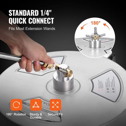 VEVOR hogedrukreiniger RVS oppervlaktereiniger 3,7L/min oppervlaktereiniger hogedruk φ380mm bestratingsreinigingsapparaat Max.4000PSI terrasreiniger dubbel sproeisysteem 0°/15°/25°/40°/65° spuithoek