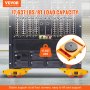 VEVOR 4x gepantserde rollen 8T transportchassis 280x210x105 mm koolstofstalen transportrollen industriële rol met 4 PU-richtingswielen rol Ф 135x9 mm draaibare plaat meubel transporthulp transportrol