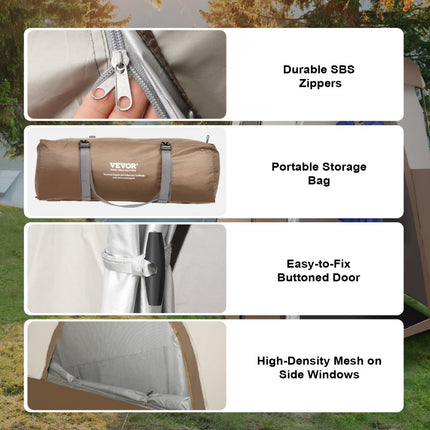 VEVOR Douchetent, Omkleedtent, Toilettent, 66" x 66" x 88" Tent, 1 Persoons Kleedkamer, Privacytent met Zakken, Ophangtouw & Waslijn, voor Aankleden, Omkleden, Toilet, Badkamer