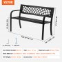 VEVOR tuinbank terrasbank van metaal, 1163 mm parkbank rustbank 218 kg draagvermogen, 3 persoons tuin- en parkbank met rugleuning en armleuningen, vintage bank voor tuin, park, binnenplaats, veranda