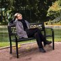 VEVOR tuinbank terrasbank van metaal, 1163 mm parkbank rustbank 218 kg draagvermogen, 3 persoons tuin- en parkbank met rugleuning en armleuningen, vintage bank voor tuin, park, binnenplaats, veranda