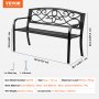 VEVOR tuinbank terrasbank van metaal, 127 cm parkbank rustbank 250 kg draagvermogen, 3-persoons tuin- en parkbank met rugleuning en armleuningen, vintage bank voor tuin, park, tuin, veranda