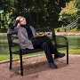 VEVOR tuinbank terrasbank van metaal, 127 cm parkbank rustbank 250 kg draagvermogen, 3-persoons tuin- en parkbank met rugleuning en armleuningen, vintage bank voor tuin, park, tuin, veranda