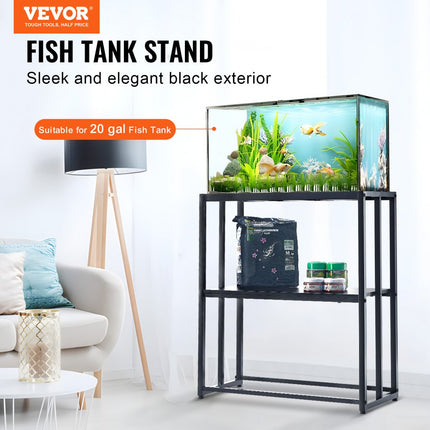 VEVOR Aquariumstandaard, 20 gallon aquariumstandaard, 25" x 13" x 30" stalen schildpadtankstandaard, 180 lb laadvermogen, reptielentankstandaard met opbergruimte, hardwareset en antislipvoetjes