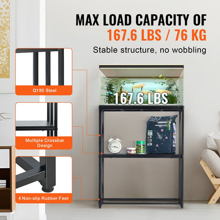 VEVOR Aquariumstandaard, 20 gallon aquariumstandaard, 25" x 13" x 30" stalen schildpadtankstandaard, 180 lb laadvermogen, reptielentankstandaard met opbergruimte, hardwareset en antislipvoetjes