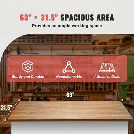 VEVOR tafelblad 25mm spaanplaat 1600x800mm houten plaat P2 materiaal melaminehars gecoate spaanplaat 100kg draagvermogen bureaublad ideaal voor werkbank reparatie werkbank kantoortafel