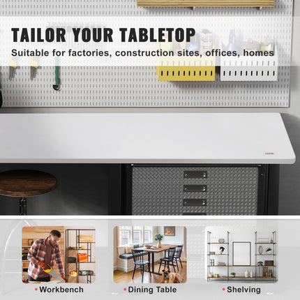 VEVOR tafelblad 25 mm spaanplaat 1397x711 mm houten plaat P2 materiaal melaminehars gecoate spaanplaat afgeronde hoek bureaublad ideaal voor werkbankreparatie werkbank kantoortafel eettafel