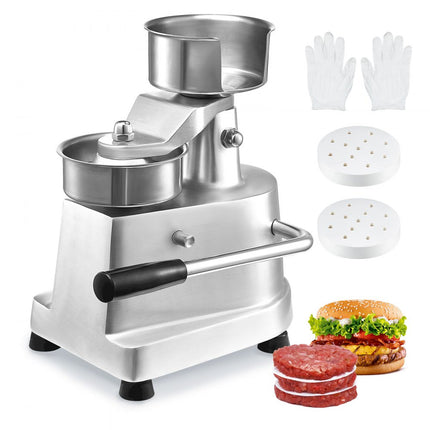 VEVOR Commerciële Burger Patty Maker, 100 mm / 4 "Hamburger Beef Patty Maker, Heavy Duty Food Grade roestvrijstalen kom Burger Press, Keukenvleesvormmachine met 1000 stuks Patty Papi