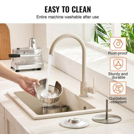 VEVOR Commerciële Burger Patty Maker, 150 mm / 6" Hamburger Beef Patty Maker, Heavy Duty Food Grade roestvrijstalen kom Burgerpers, Keukenvleesvormmachine met 1000 stuks Patty Papi