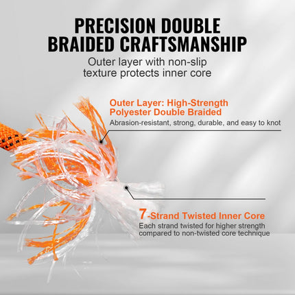 VEVOR Arborist Boomklimtouw Dubbel gevlochten polyester 1/2 inch x 120 voet