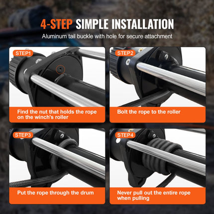 VEVOR Synthetische lierkabel, 1/2" x 92ft, 32.000 lbs Synthetische lierlijnkabel met beschermhoes + gesmede lierhaak + trekkoord, universeel geschikt voor SUV, groot terreinvoertuig