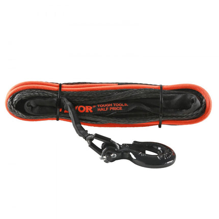 VEVOR kunststof touw 6,4 mm x 15,2 m lier synthetisch touw gemaakt van 12 strengen polyethyleenvezels met hoog molecuulgewicht Lierkabel Powerline ideaal voor het trekken van ATV's UTV's auto's, SUV's en grote terreinwagens