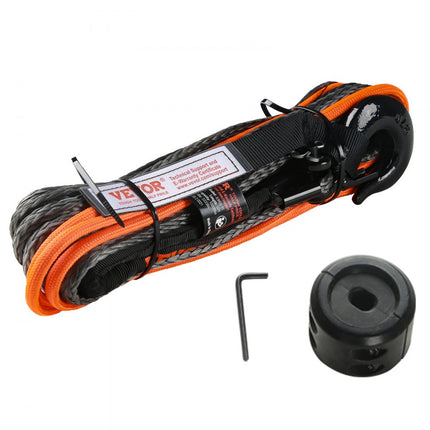 VEVOR kunststof touw 4,8 mm x 15,2 m lier synthetisch touw gemaakt van 12 strengen polyethyleenvezels met hoog molecuulgewicht Lierkabel Powerline ideaal voor het trekken van ATV's UTV's auto's, SUV's en grote terreinwagens