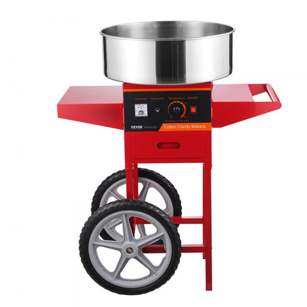 VEVOR elektrische suikerspinmachine met kar, 1000W commerciële suikerspinmachine met roestvrijstalen kom, suikerschep en lade, perfect voor thuis, kinderverjaardagen, familiebijeenkomsten