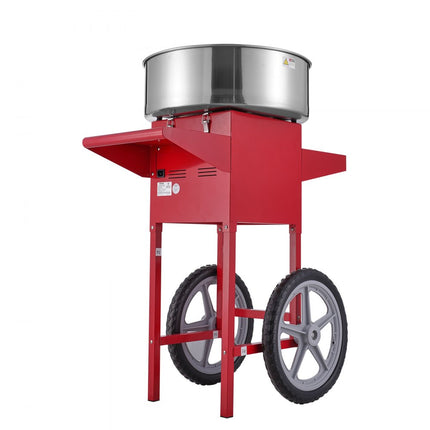 VEVOR elektrische suikerspinmachine met kar, 1000W commerciële suikerspinmachine met roestvrijstalen kom, suikerschep en lade, perfect voor thuis, kinderverjaardagen, familiebijeenkomsten
