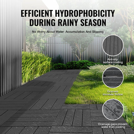 VEVOR 36x terrastegels kliktegels balkontegels 30x30cm donkergrijs