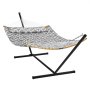VEVOR hangmat voor 2 personen Dubbele hangmat met gebogen spreidstok, afneembaar kussen en draagbare draagtas Outdoor hangmat Draagvermogen 200 kg Grijs en wit patroon