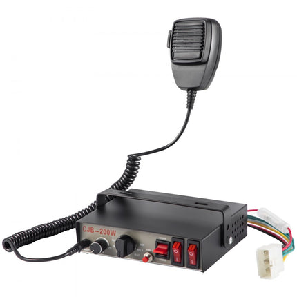 VEVOR auto-waarschuwingsalarmluidspreker 200W 12V, autosirene alarmhoorn 9 tonen universele politie, brandscherm, hoorn, luidspreker, kunststof waarschuwingshoorn, alarmluidspreker met handmicrofoon