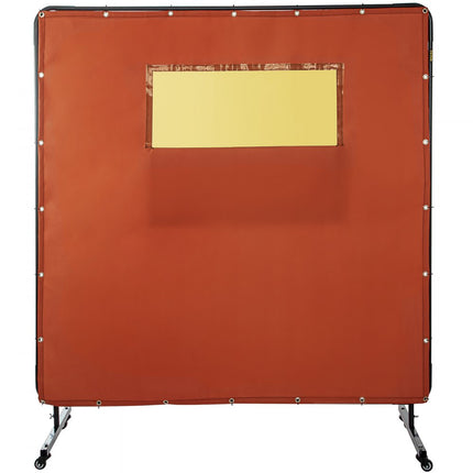 VEVOR Lasgordijn 1,83x1,83 m Lasscherm Frame Rood Vlamvertragend Lasgordijn van Glasvezel en Koolstofstaal Geschikt voor Laswerkplaatsen Auto-inspecties Scheepswerven en Andere Industriële Plaatsen