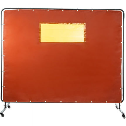 VEVOR Lasgordijn 1,83 x 2,44 m Lasscherm Frame Rood Vlamvertragend Lasgordijn van Glasvezel en Koolstofstaal Geschikt voor Laswerkplaatsen Auto-inspecties Scheepswerven en Andere Industriële Plaatsen