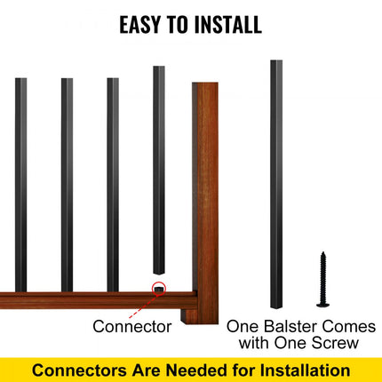 VEVOR Naadloze Aluminium Plein Buis 66,0 cm Aluminium Buis Zwart Aluminium Plein Balusters een Mooie Veilige Omgeving Bieden voor Uw Terras Achtertuin Veranda Balkon en Andere Binnen of Buitenruimtes