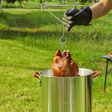 VEVOR Kalkoenfriteuse, 30-Quart kalkoen- en 10-Quart visstoomset, aluminium frituurpan voor buiten, propaangasketel met 54.000 BTU-brander, inclusief manden, geperforeerd gevogelterek