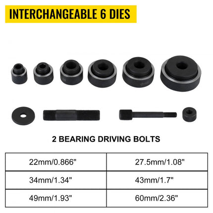 VEVOR 10 Ton 6 Matrijzen Hydraulische Knockout Punch Driver Kit 1/2"-2" Elektrische Set Cutter