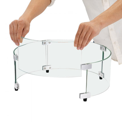 VEVOR Vuurplaats Windscherm 740x214mm Rond Glazen Vlamscherm 6mm Dik Vuurtafel Accessoires Transparant Gehard Glas Vlamscherm voor Propaangas Buitenterras Achtertuin
