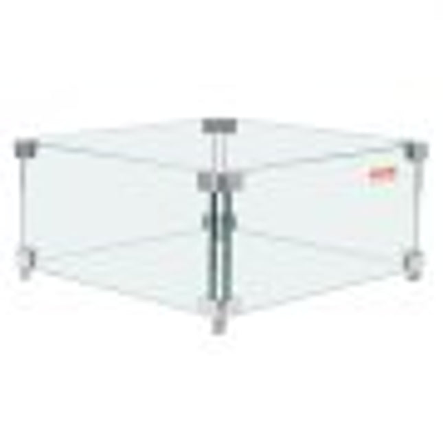 VEVOR gashaard windscherm voor vierkante vuurtafel 380 x 380 x 180 mm vuurplaats windscherm 8 mm dik vierkant glazen scherm glazen blad met harde hoekbeugel en voeten
