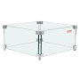 VEVOR gashaard windscherm voor vierkante vuurtafel 380 x 380 x 180 mm vuurplaats windscherm 8 mm dik vierkant glazen scherm glazen blad met harde hoekbeugel en voeten