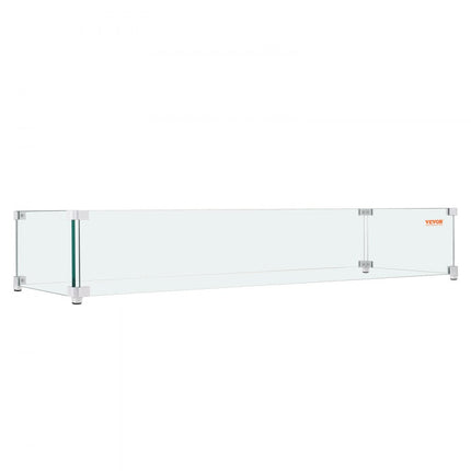 VEVOR gashaard windscherm voor vierkante vuurtafel 595 x 190 x 165 mm vuurplaats windscherm 8 mm dik vierkant glazen scherm glazen blad met harde hoekbeugel en voeten