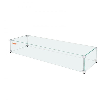 VEVOR Glazen windscherm voor rechthoekige vuurplaatstafel 798 x 317 x 165 mm, 8 mm dik en stevig paneel van gehard glas met harde aluminium hoekbeugel en rubberen voetjes, eenvoudig te monteren