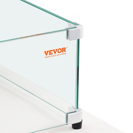 VEVOR Glazen windscherm voor rechthoekige vuurplaatstafel 798 x 317 x 165 mm, 8 mm dik en stevig paneel van gehard glas met harde aluminium hoekbeugel en rubberen voetjes, eenvoudig te monteren