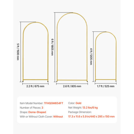VEVOR set van 3 trouwboog metalen trouwboog bloemen ballonframe 1,2/1,5/1,8 m