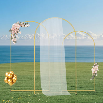 VEVOR Set van 3 huwelijksbogen metalen huwelijksboog bloemen ballonframe decoratie goud