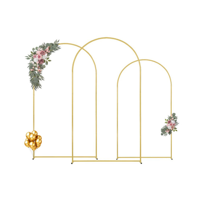 VEVOR Set van 3 huwelijksbogen metalen huwelijksboog bloemen ballonframe decoratie goud