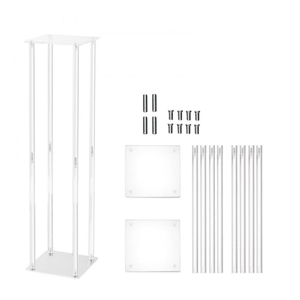 VEVOR set van 2 vierkante bloemenkrukjes 20 x 20 x 80 cm bloemenstandaard acryl bijzettafel moderne bloemenzuil acryllaminaat plantenkruk plantenstandaard metalen standaard voor de decoratie van bars hotels cafés