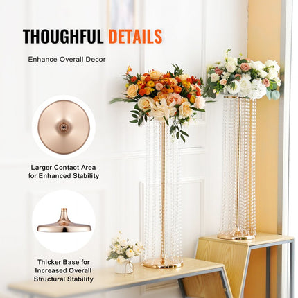 VEVOR set van 10 bloemenkrukjes 20 x 20 x 90 cm bloemenstandaard ijzeren bijzettafel moderne kristallen vaas goud galvaniseren plantenkruk plantenstandaard metalen standaard voor de decoratie van bars hotels café's