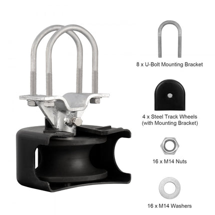 VEVOR Schuifpoortset met U-vormige groef, 4 railwielen/vrijdragende afdekking