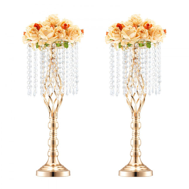 VEVOR 2x 55 cm gouden bloemenstandaard kristallen bloemenvaas bruiloft decoratie vazen