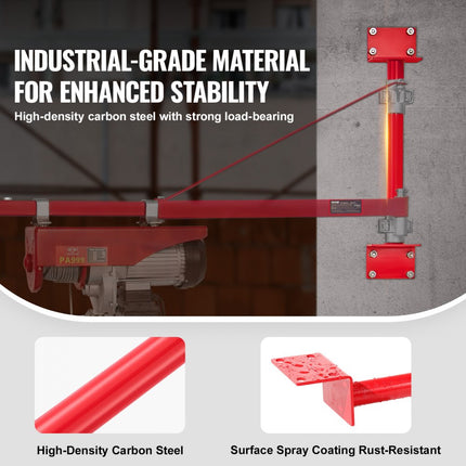 VEVOR elektrische takelsteunstang, 1000 kg laadvermogen, elektrische takelbeugel, koolstofstalen takelframe, steigermontage takelstang, takelkolom voor hijsen