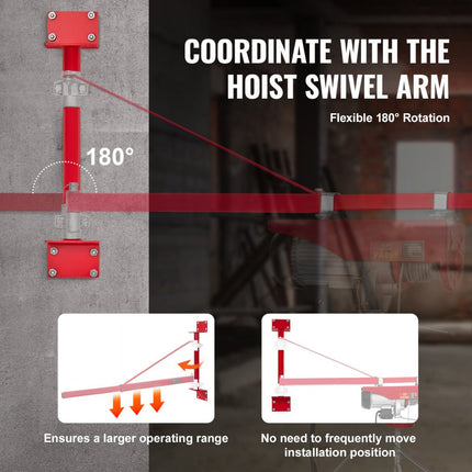 VEVOR elektrische takelsteunstang, 1000 kg laadvermogen, elektrische takelbeugel, koolstofstalen takelframe, steigermontage takelstang, takelkolom voor hijsen