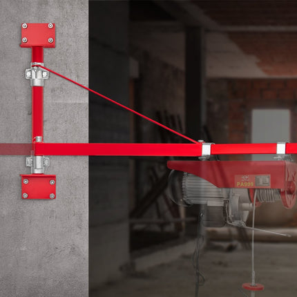 VEVOR elektrische takelsteunarm 600kg draagvermogen takelhouder zwenkarm met stang stalen takelframe, 180° draaibaar steigertakel hefarm liertakelarm voor werkplaatsgarage