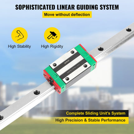 VEVOR Lineaire Rails 15-1500mm 2x Lineaire Geleidingsrail 4x Vierkant Type Lagerblok Matige Kosten