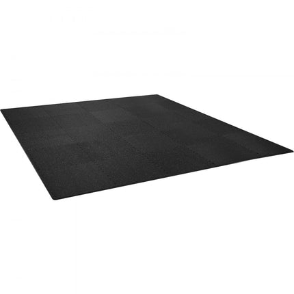 VEVOR EVA-schuimvloermatten Gymvloerset 24" x 24" Zwart 25-delige antislip in elkaar grijpende puzzeltegel Beschermende vloerset voor huishoudelijke training Garage