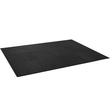 VEVOR EVA-schuimvloermatten Gymvloerset 24" x 24" Zwart en grijs 12-delige antislip in elkaar grijpende puzzeltegel Beschermende vloerset voor thuis, training, garage