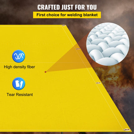VEVOR Lasdeken Lasdeken 8'x10' Zweet Hittebescherming Stof Branddeken Geel