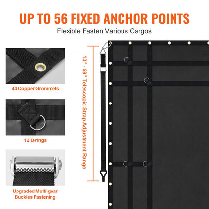 VEVOR bagagenet vrachtwagenlaadnet bagagenet transportnet 244x206cm 318kg