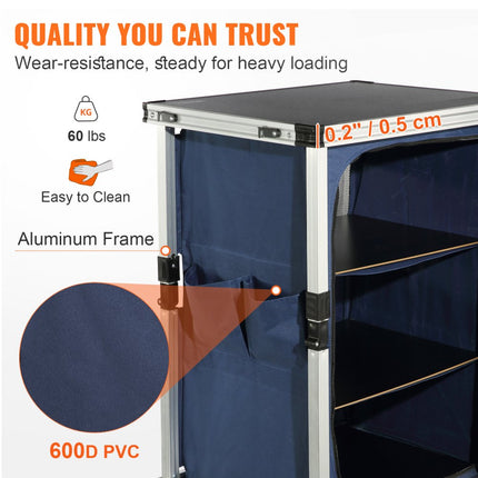 VEVOR Opvouwbare campingkeuken Draagbare buitenkeuken opbergtas Aluminium